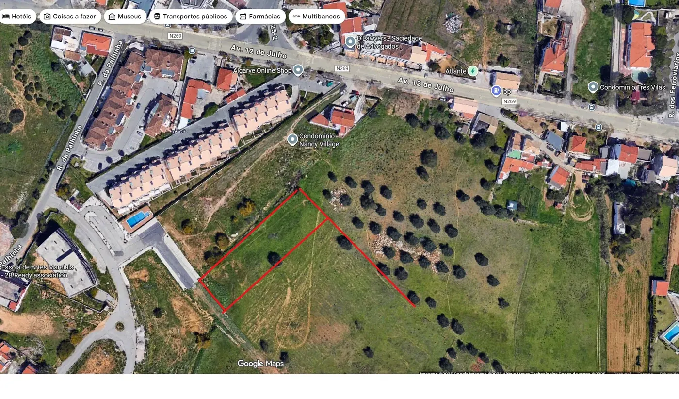 Mapa da localização do projecto em Cortezões, Ferreiras — Albufeira