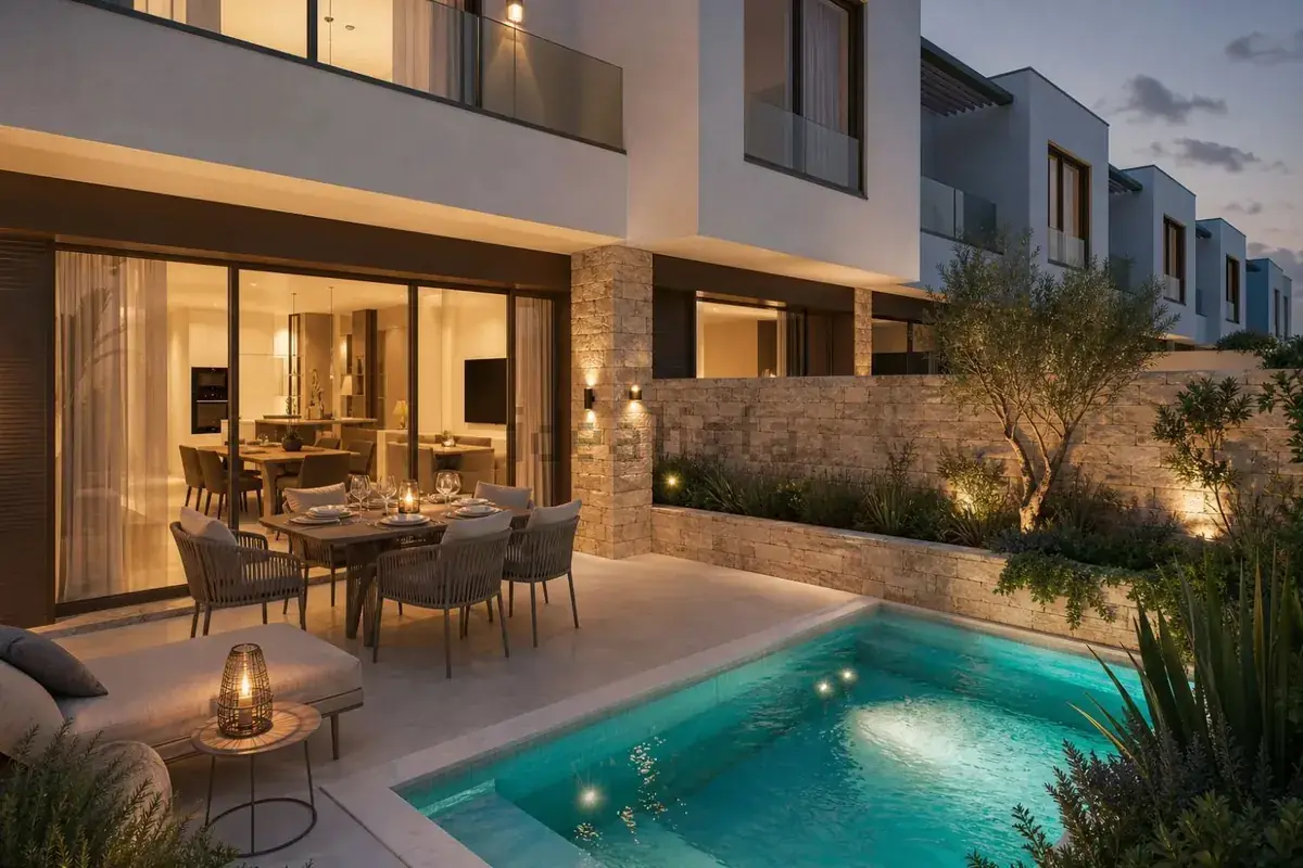 Piscina à noite (render)